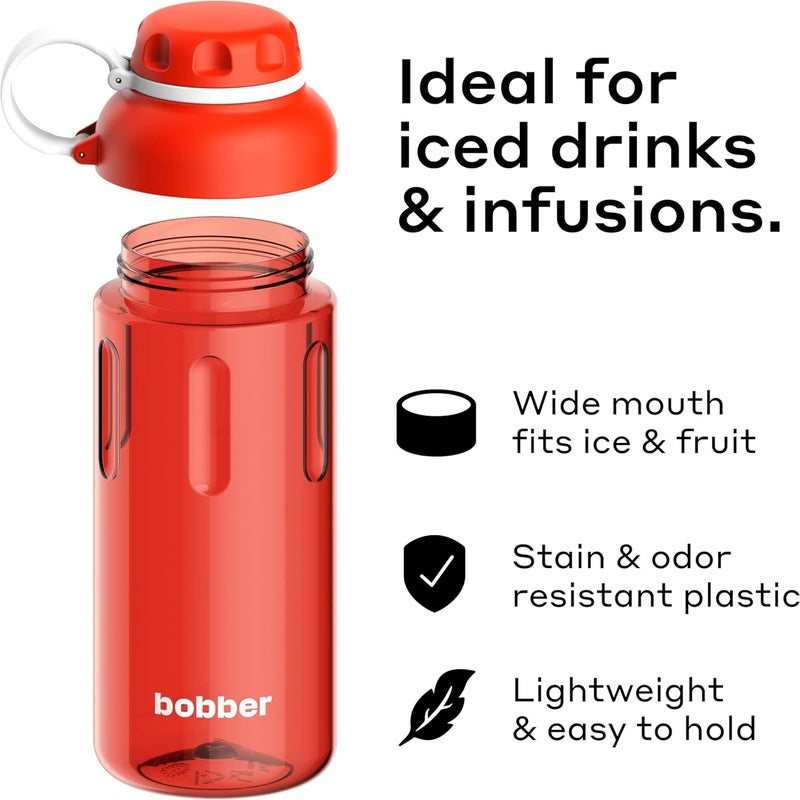 BOBBER 30 oz Tritan Water Bottle with Fruit Infuser - BPA Free Plastic Bottle with Leak-Proof Lid, Dishwasher Safe, Great for Gym & Outdoor (Cayenne Red) - Image 2