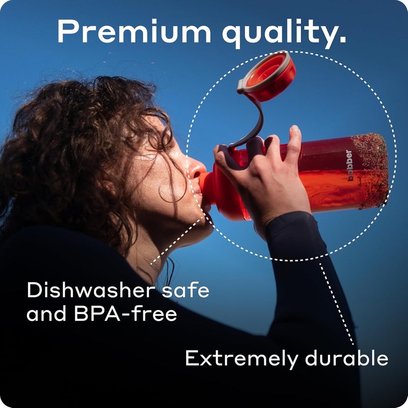 BOBBER 30 oz Tritan Water Bottle with Fruit Infuser - BPA Free Plastic Bottle with Leak-Proof Lid, Dishwasher Safe, Great for Gym & Outdoor (Cayenne Red) - Image 5