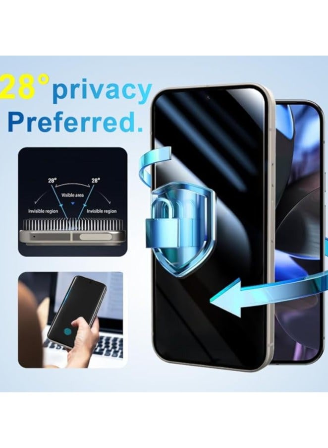 General [2+2 Pack] Pixel 9 Pro XL Privacy Screen Protector, 2 Pack Privacy Tempered Film with 2 Pack Camera Lens Tempered Glass, High Clarity, Bubble Free, Anti-Spy Protection for Google Pixel 9 Pro XL 5G Screen Protector  - Image 3