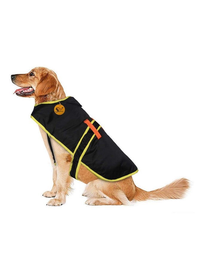 سايج سكوير معطف شتوي فاخر للكلاب دافئ للغاية مطبوع عليه معطف سميك من الصوف للكلاب مع هودي للطقس البارد (صغير) (12 بوصة) (أسود) - Image 1