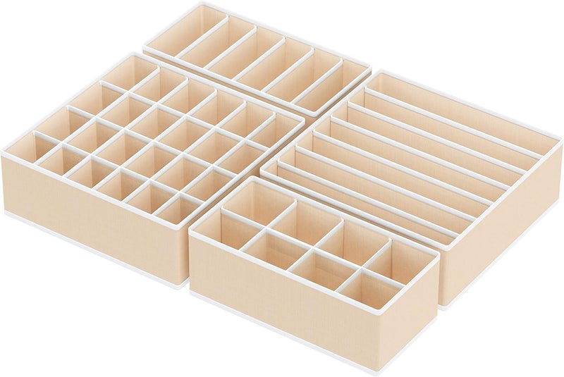 Simple Houseware Bulk storage easy optimized build closet underwear organizer drawer divider 4 set, beige Air & land transit compatible - Image 2