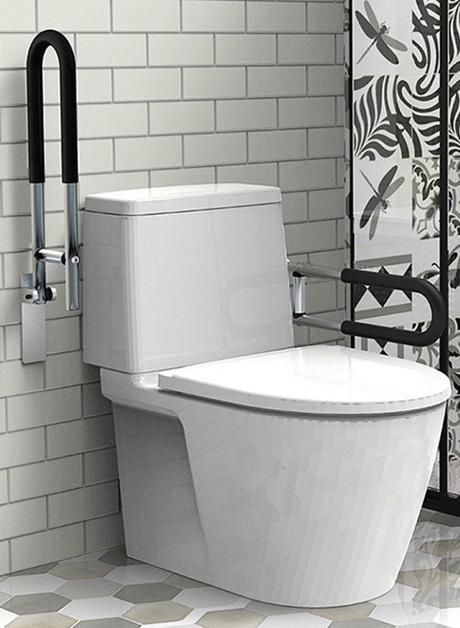 Hanayo Toilet Handrail Bathroom Grab Rails Foldable Drop Down Toilet Grab Bar Support Wall Mounted Toilet Support Bathroom Aid Assist Rail for Disabled Elderly Pregnant Woman  - Image 2