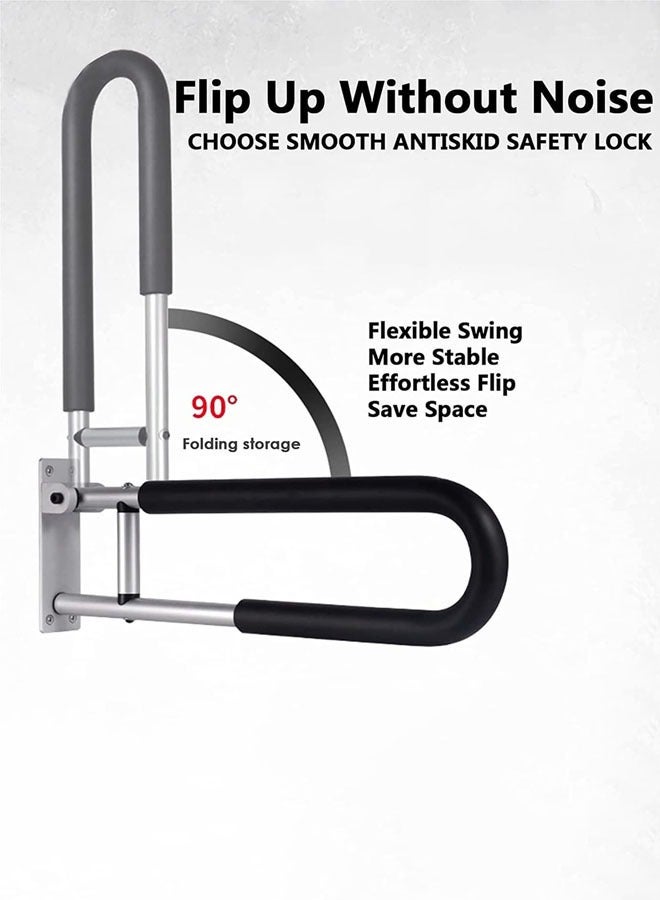 Hanayo Toilet Handrail Bathroom Grab Rails Foldable Drop Down Toilet Grab Bar Support Wall Mounted Toilet Support Bathroom Aid Assist Rail for Disabled Elderly Pregnant Woman  - Image 4