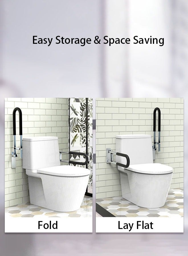 Hanayo Toilet Handrail Bathroom Grab Rails Foldable Drop Down Toilet Grab Bar Support Wall Mounted Toilet Support Bathroom Aid Assist Rail for Disabled Elderly Pregnant Woman  - Image 5