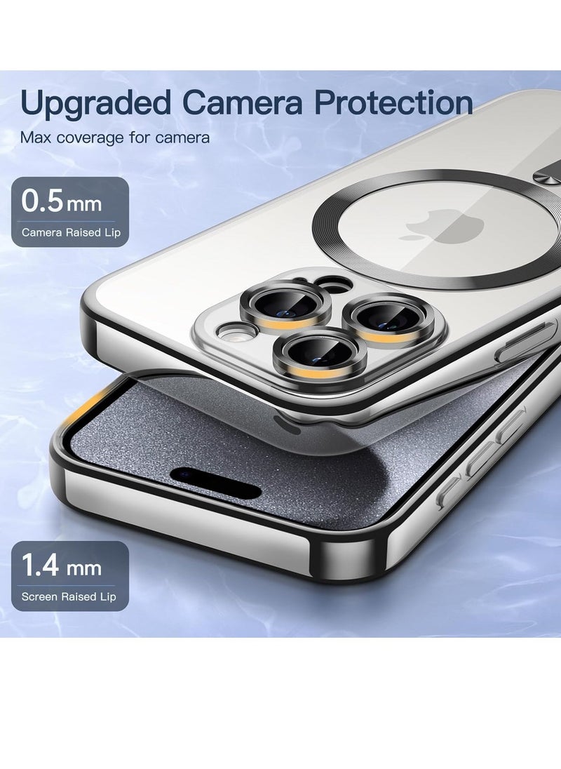 Raxoom Electroplated Case for iPhone 15 Pro Max 6.7-Inch, Camera Lens Full Protection, Compatible with MagSafe Wireless Charging, Shockproof Soft TPU Phone Cover (Silver) - Image 3
