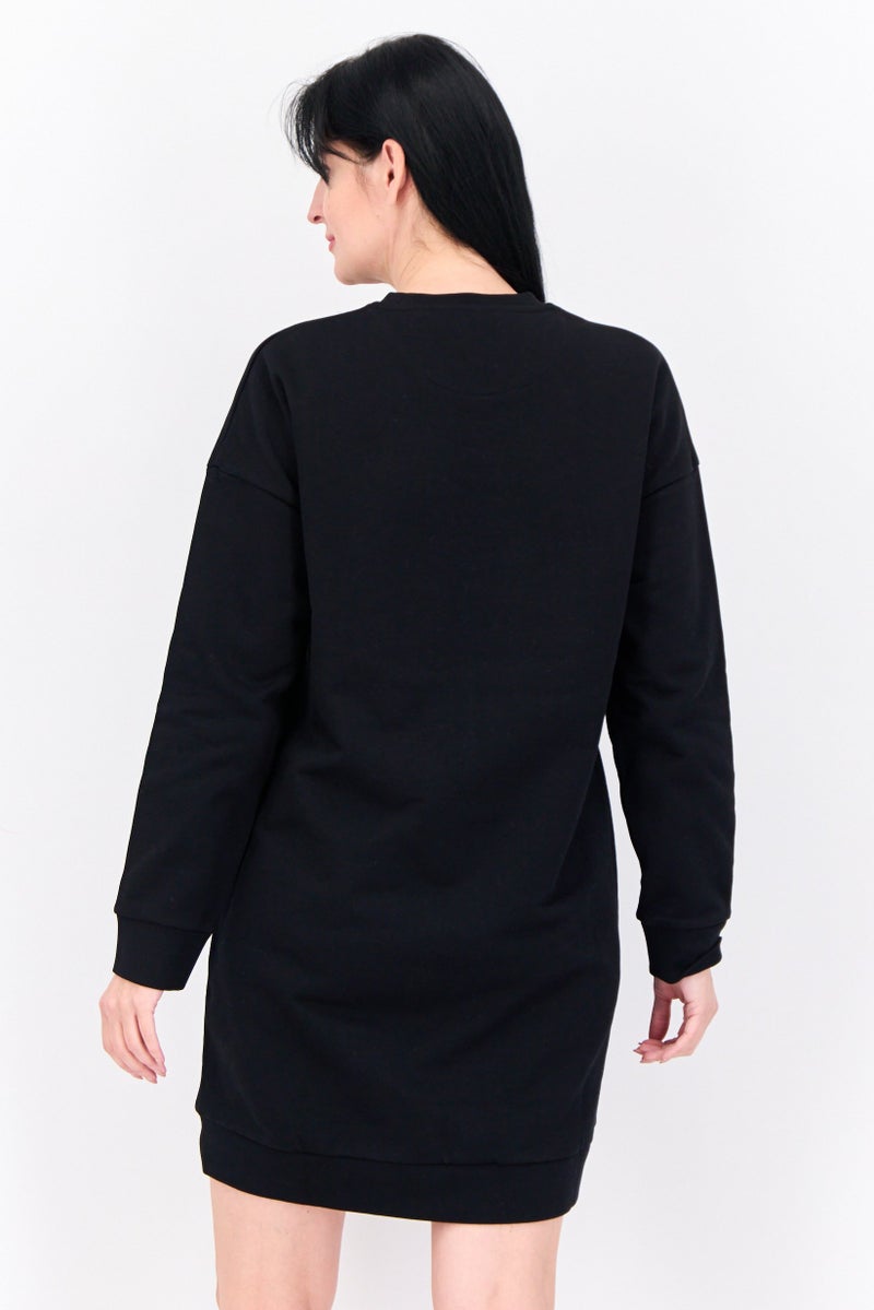 Lyle & Scott Women Embroidered Logo Sweater Dress, Black - Image 3