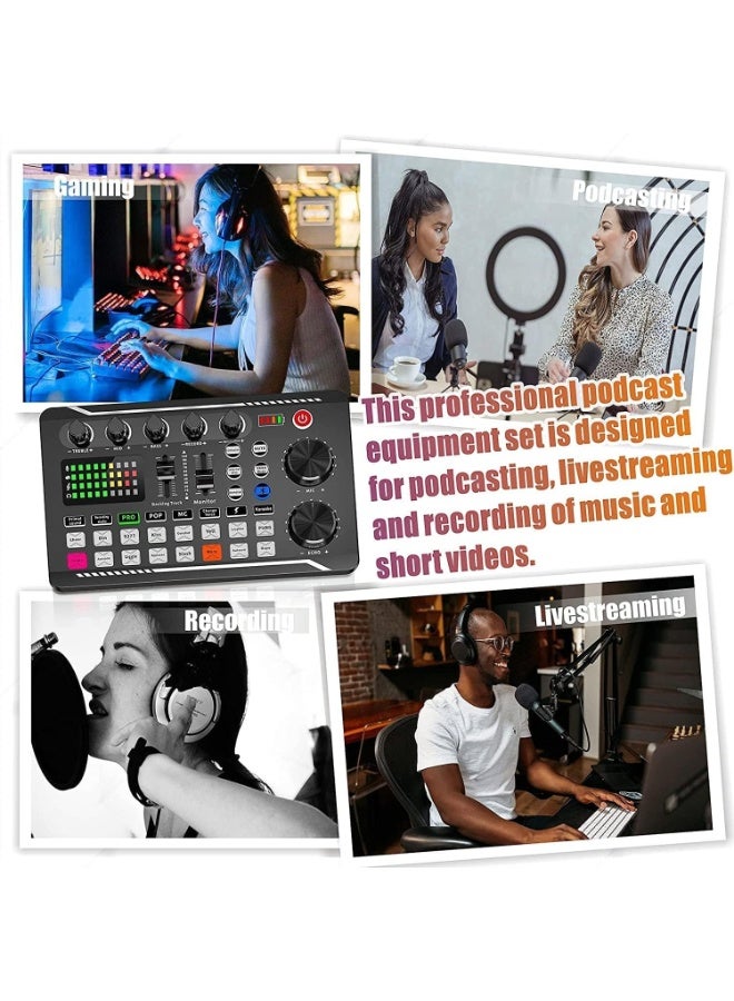 Live sound card, electrostatic microphone set, podcasting equipment set, with voice converter and mixer function, with microphone stand/suitable for live broadcast/podcasting/Youtube/computer/smart phone  - Image 4