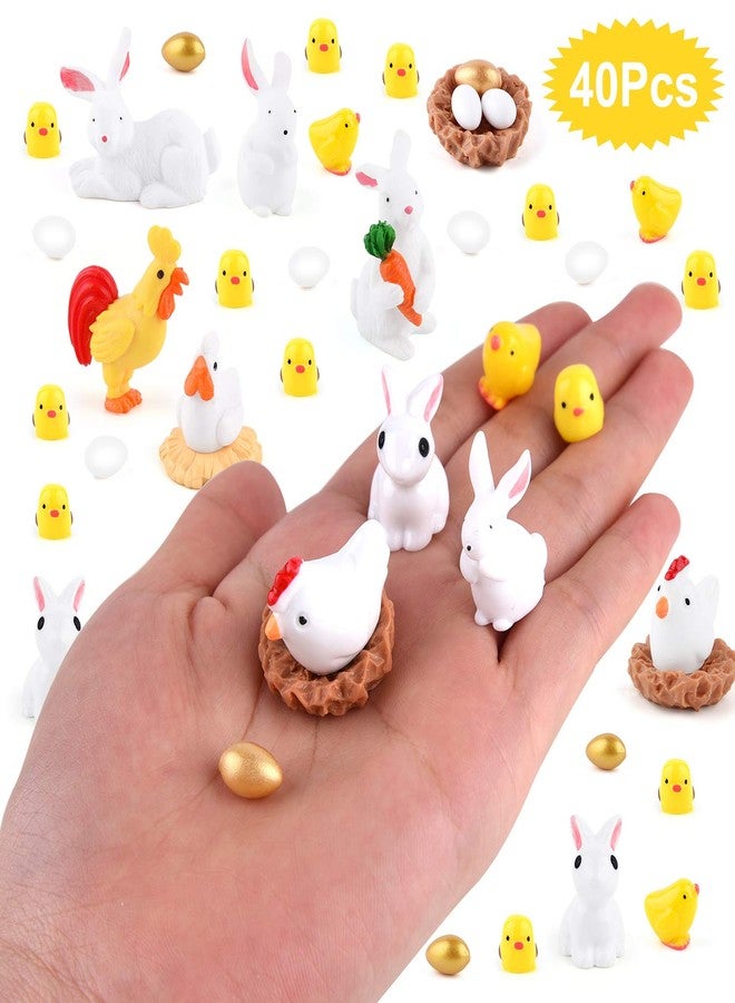 TUPARKA 40Pcs Animals Miniature Figurines, Easter Rabbit, Chicken, Egg, Chicken Nest Ornaments for Fairy Garden, Cake, Cupcake Toppers, Easter Party Decoration - Image 2