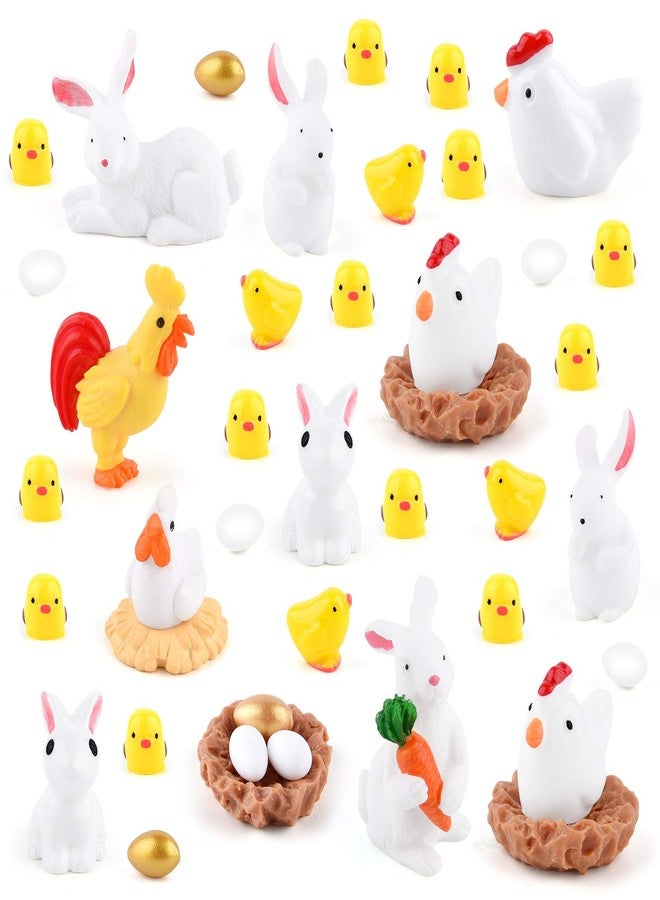 TUPARKA 40Pcs Animals Miniature Figurines, Easter Rabbit, Chicken, Egg, Chicken Nest Ornaments for Fairy Garden, Cake, Cupcake Toppers, Easter Party Decoration - Image 1