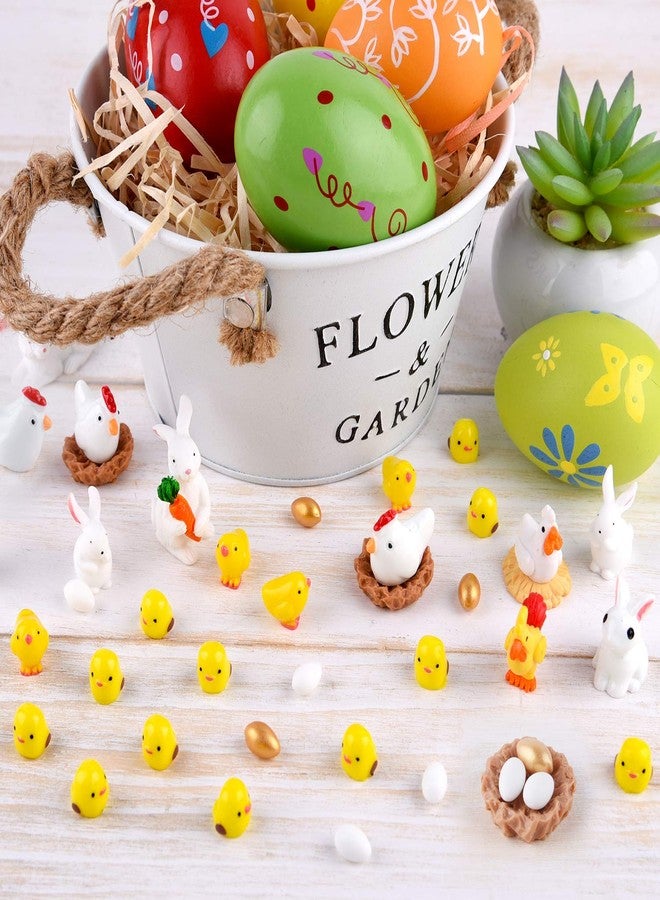 TUPARKA 40Pcs Animals Miniature Figurines, Easter Rabbit, Chicken, Egg, Chicken Nest Ornaments for Fairy Garden, Cake, Cupcake Toppers, Easter Party Decoration - Image 3