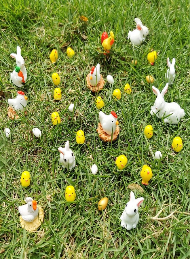 TUPARKA 40Pcs Animals Miniature Figurines, Easter Rabbit, Chicken, Egg, Chicken Nest Ornaments for Fairy Garden, Cake, Cupcake Toppers, Easter Party Decoration - Image 5