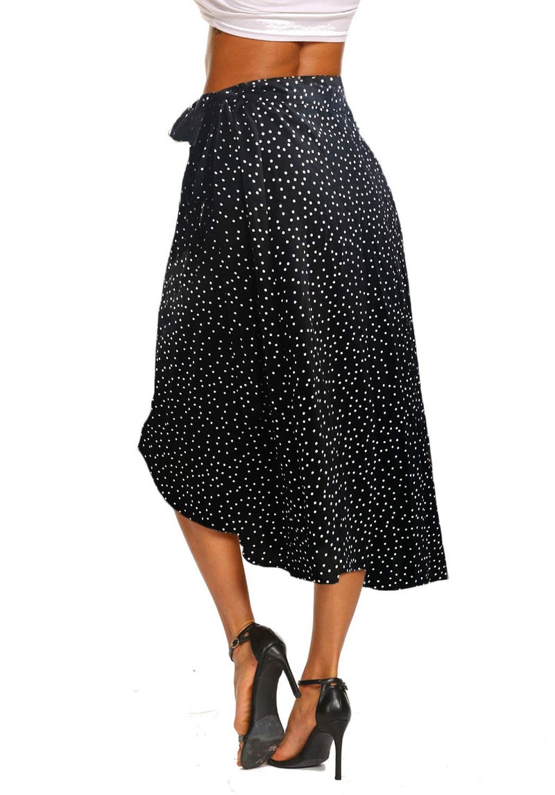Newchoice Summer Skirts for Women Bohemian Black and White Polka Dot Long Skirt (M,Black) - Image 4