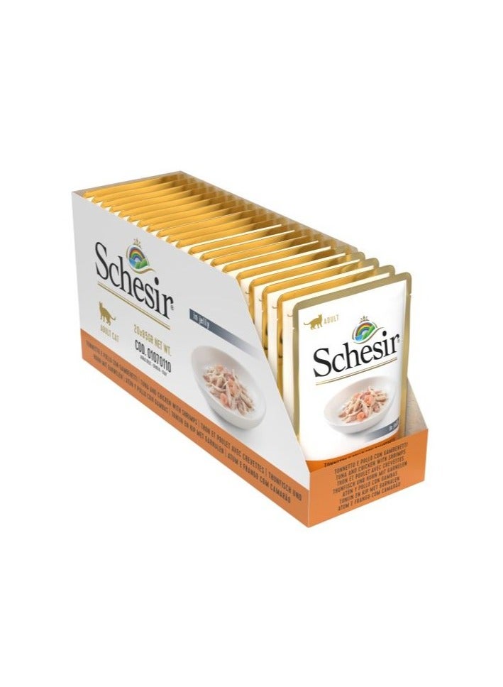 Schesir 10PC Cat Pouch Jelly Tuna Chicken Shrimps 85g - Image 1