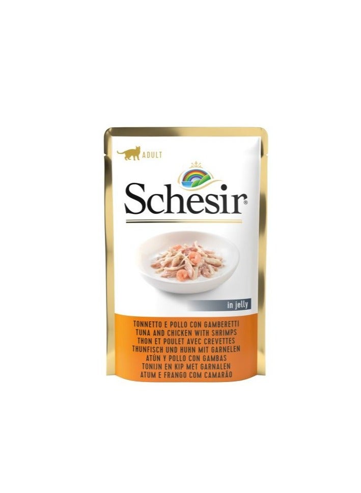 Schesir 10PC Cat Pouch Jelly Tuna Chicken Shrimps 85g - Image 3