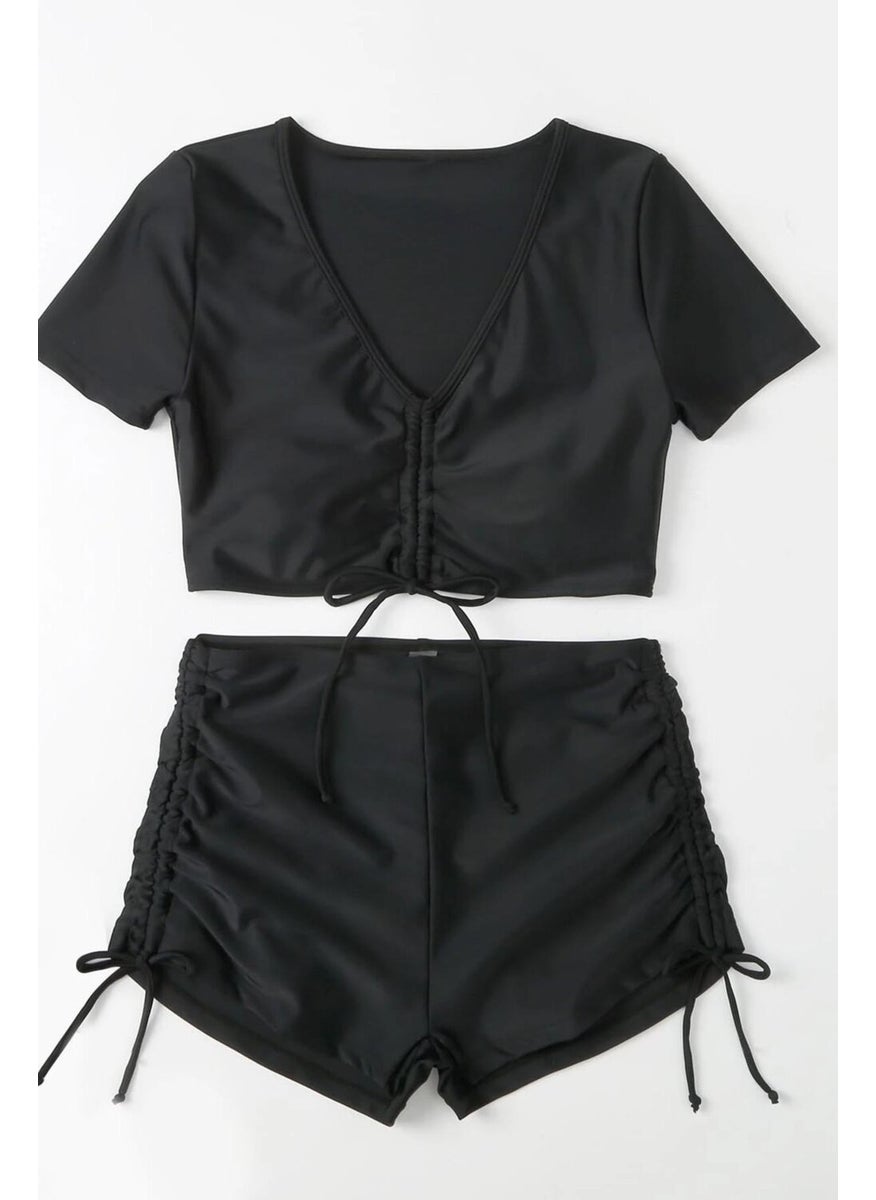 Angelsin Special Design Half Sleeve Ruffle Detailed Bikini Set  - Image 2