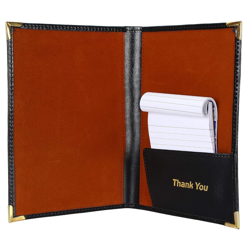 FUTURE X A5 Bill Folder for Restaurant and Hotel with Card and Receipt Holder, Business File Folder, Document Holder, Portfolio/Organizer/Planner (Pack of 6)_J, Black - Image 5