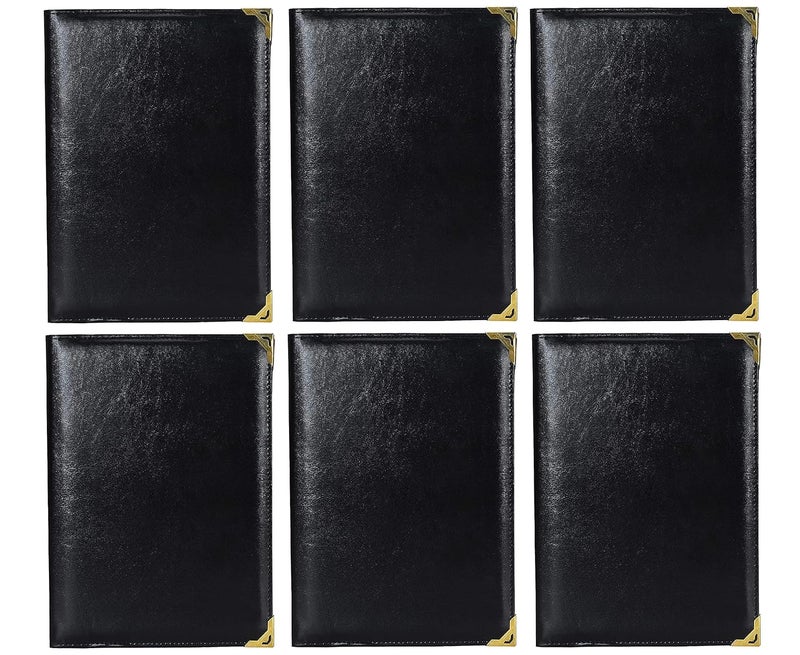 FUTURE X A5 Bill Folder for Restaurant and Hotel with Card and Receipt Holder, Business File Folder, Document Holder, Portfolio/Organizer/Planner (Pack of 6)_J, Black - Image 1
