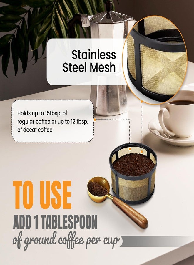 BRENSTEN سلة فلتر قابلة لإعادة الاستخدام بسعة 8-12 كوبًا مع قاعدة شبكية، تناسب ماكينات Keurig K-Duo Essentials وK Duo Brewers - فلتر بديل دائم لفلاتر Mr Coffee Gold من نوع السلة، عبوة واحدة - Image 2