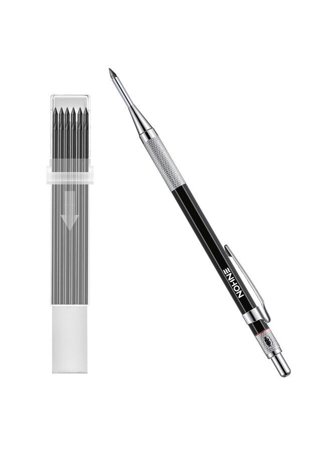 Enhon 2Mm Mechanical Carpenter Pencil Set With 12 Marker Refills And Sharpener Woodworking Marking Tool Solid Deep Hole Construction Pencil Extended Needlenose Tip For Use In Jobs (Black) - Image 1