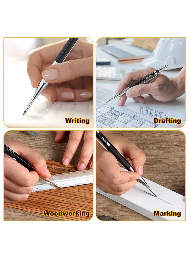 Enhon 2Mm Mechanical Carpenter Pencil Set With 12 Marker Refills And Sharpener Woodworking Marking Tool Solid Deep Hole Construction Pencil Extended Needlenose Tip For Use In Jobs (Black) - Image 5