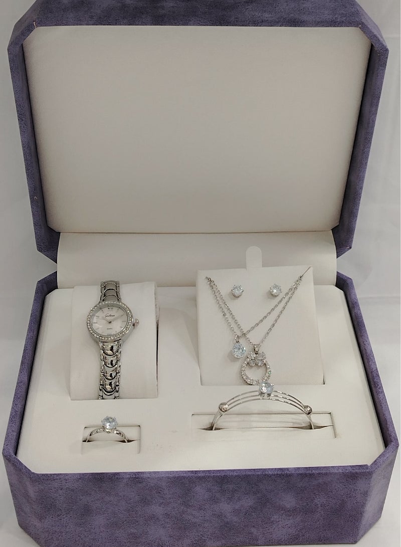 Generic Soft and elegant women's sets, zircon, steel watch 