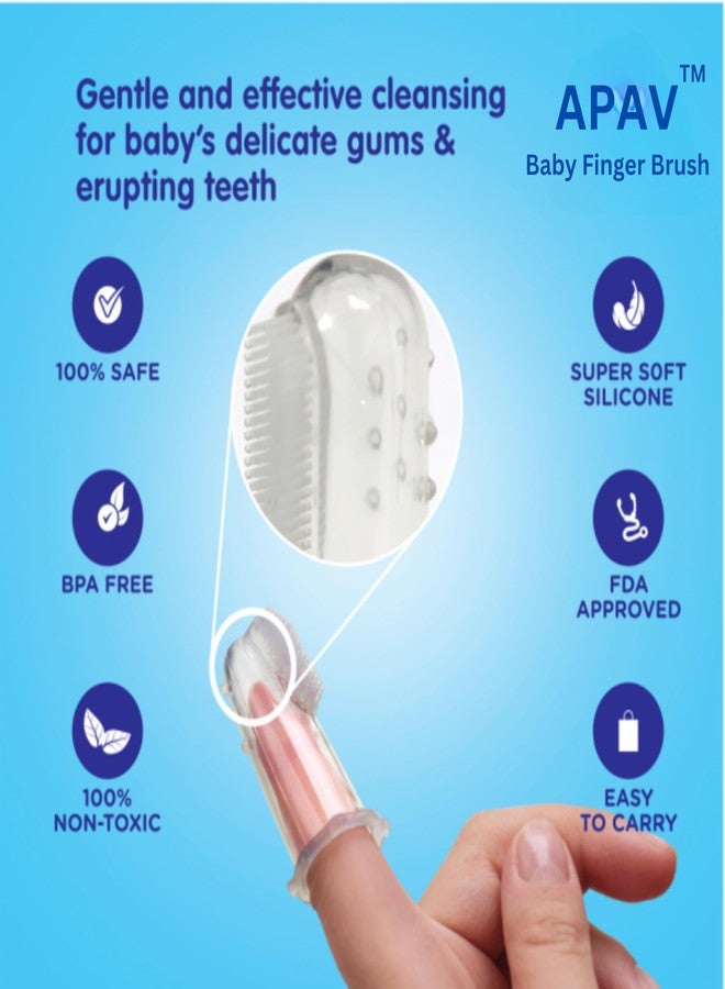APAV Silicone Baby Finger Toothbrush, BPA/BPS Free, Great for Massaging & Cleaning Gums and Tounge designed for Kids & New born Baby, (Blue) - Image 4
