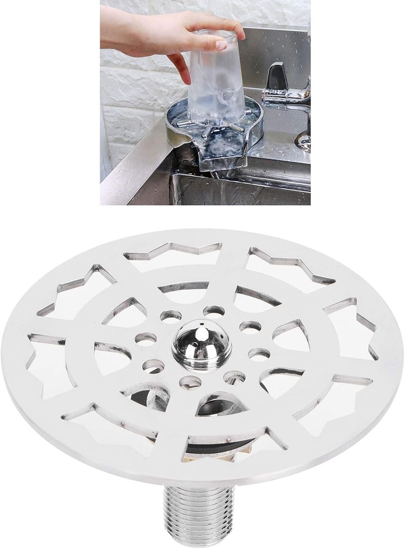 Estink Automatic Cup Cleaner Faucet, Glass Rinser Faucet Stainless Steel Automatic Cup Washer Rinsing Faucet Cup Cleaner Accessory for Home Restaurant Hotel Pub, 4.3x3.0in - Image 3