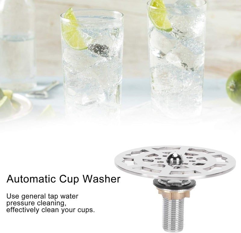 Estink Automatic Cup Cleaner Faucet, Glass Rinser Faucet Stainless Steel Automatic Cup Washer Rinsing Faucet Cup Cleaner Accessory for Home Restaurant Hotel Pub, 4.3x3.0in - Image 2