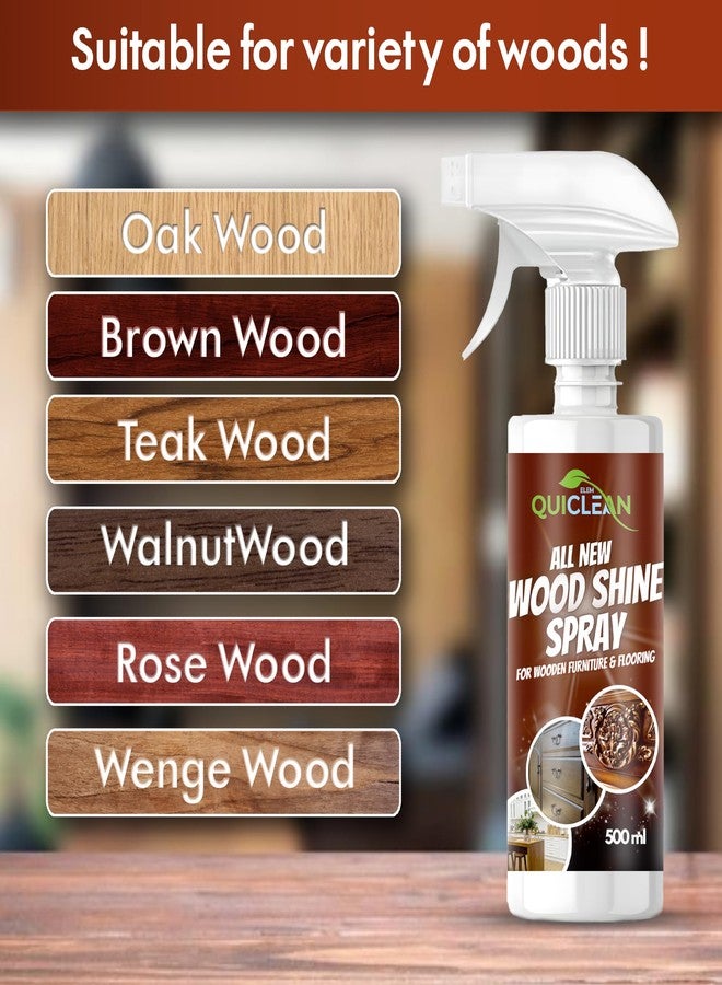 Quiclean All New Wood Shiner Spray for Furniture 500ml x 2| Natural Wood Polish & Conditioner | Wood Polish for Furniture, laminates & flooring | Cleans, Protects & Shines Ply | PK of 2 - Image 2