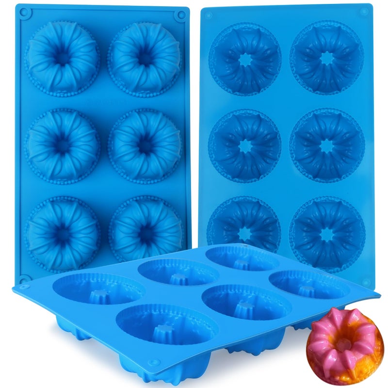 Sidosir Mini Fluted Tube Cake Pan 6Cavity Heritage Fluted Tube Cake Silicone Mold for BakingNon Stick Fancy Molds for Fluted Tube Cake Fluted Tube C