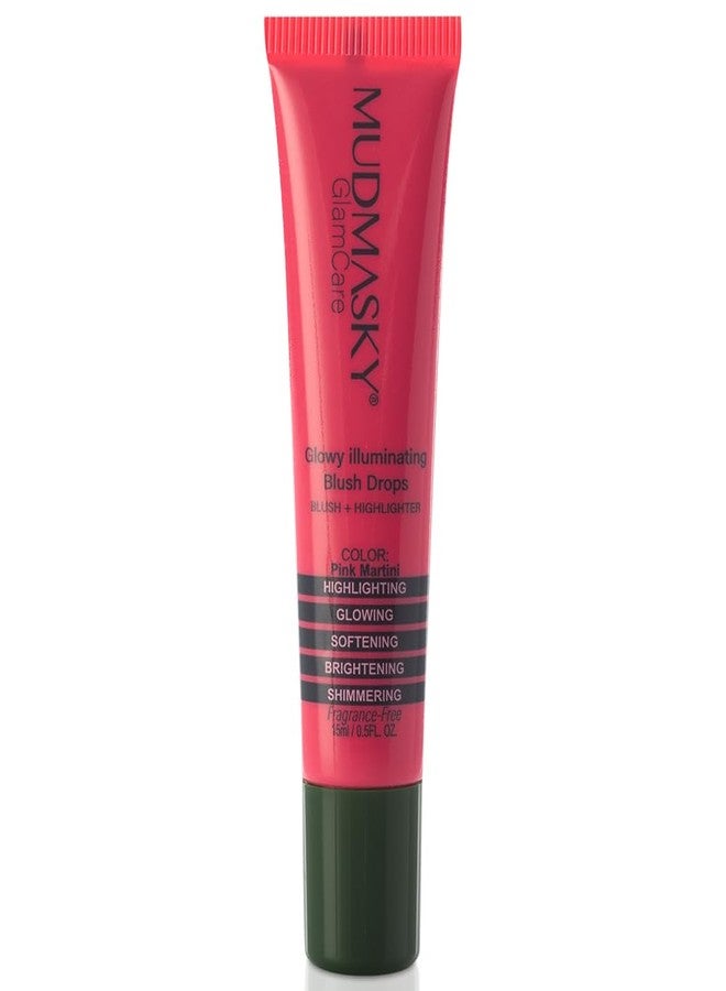 MUDMASKY GlamCare Illuminating Blush Drops - Pink Martini 15milliliter/0.5ounce - Long-lasting Natural Glow & Plumping Cheekbones - Perfect Gifts for Women - Beauty Blush & Make Up for Radiant Skin - Image 1