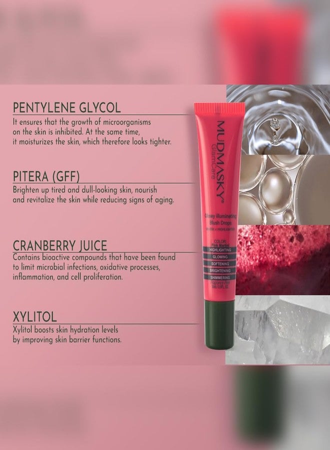 MUDMASKY GlamCare Illuminating Blush Drops - Pink Martini 15milliliter/0.5ounce - Long-lasting Natural Glow & Plumping Cheekbones - Perfect Gifts for Women - Beauty Blush & Make Up for Radiant Skin - Image 4
