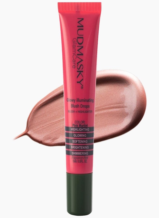 MUDMASKY GlamCare Illuminating Blush Drops - Pink Martini 15milliliter/0.5ounce - Long-lasting Natural Glow & Plumping Cheekbones - Perfect Gifts for Women - Beauty Blush & Make Up for Radiant Skin - Image 2