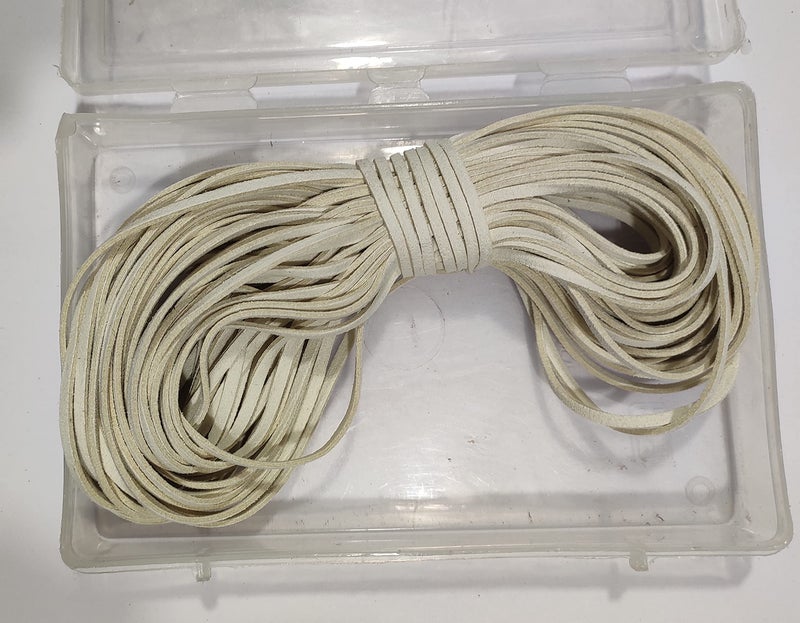 OMX 20 Mtr, Size - 3x1.4mm Faux Suede Cord Roll String Leather Lace Beading Thread Leather Cording for Jewelry Makings (Off White-Beige) - Image 4