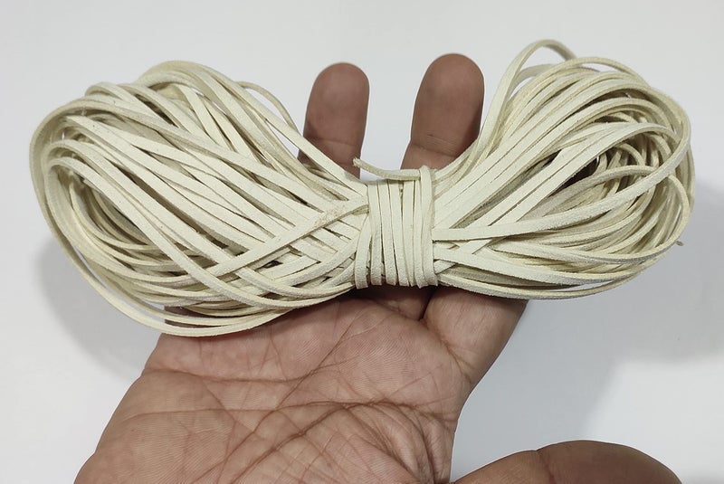 OMX 20 Mtr, Size - 3x1.4mm Faux Suede Cord Roll String Leather Lace Beading Thread Leather Cording for Jewelry Makings (Off White-Beige) - Image 2