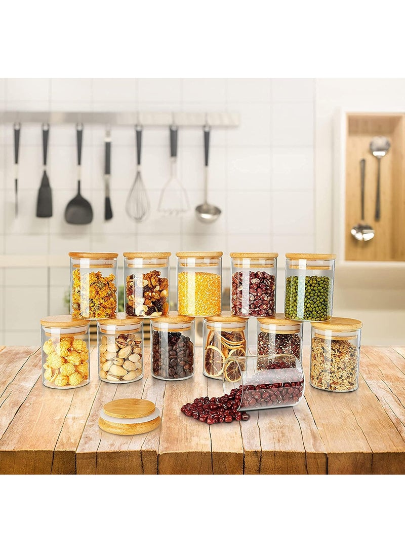AUTOYSUR Glass Storage Jars with Natural Bamboo Lids,Food Storage Jars Containers 6oz /150 ml，Glass Spice Canisters with Airtight Lid for Kitchen Sugar Salt Tea Herbs Coffee Candy and More (Set of 6) - Image 4