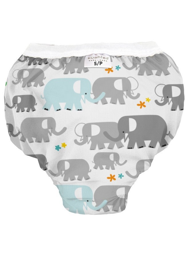 Kushies Baby Waterproof Training Pant (29-33 Pounds), White Elephants, Medium - Image 1