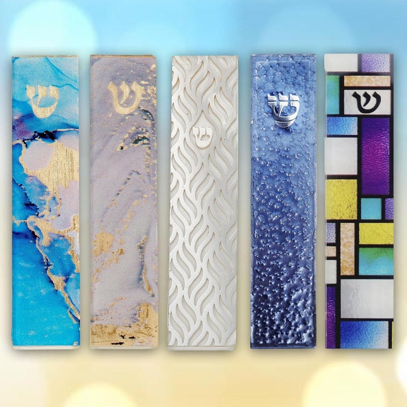 Rite Lite Stained Glass Art Glass Mezuzah – Handcrafted Abstract Design, Colorful Home Decoration – Easy Mounting Tape for Hanging on Door or Wall, Vibrant and Artistic Mezuzah for Your Entryway - Image 3