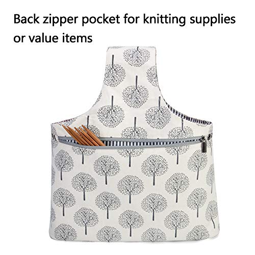 Teamoy Knitting Tote Bag, Travel Project Wrist Bag for Knitting Needles(14inches), Yarn and Crochet Supplies, Lightweight, Perfect Size for Knitting on The Go (Large, Tree) - Image 4