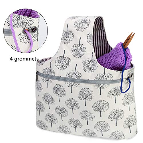 Teamoy Knitting Tote Bag, Travel Project Wrist Bag for Knitting Needles(14inches), Yarn and Crochet Supplies, Lightweight, Perfect Size for Knitting on The Go (Large, Tree) - Image 3