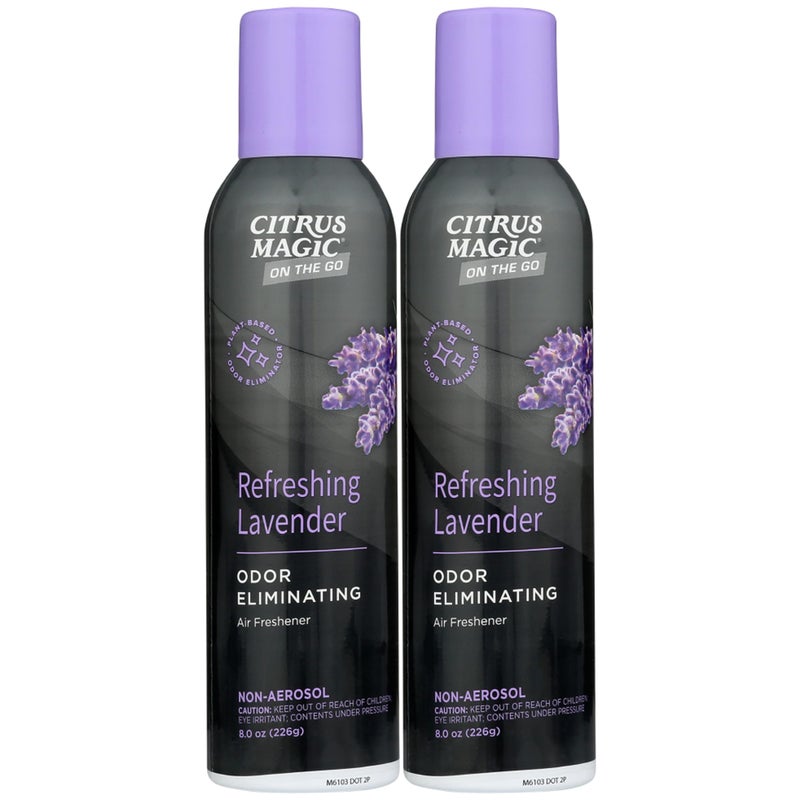 Citrus Magic رذاذ معطر هواء لإزالة الروائح من سيتروس ماجيك للسيارات، لافندر منعش، 8 أونصات، عبوة من 2 - Image 1