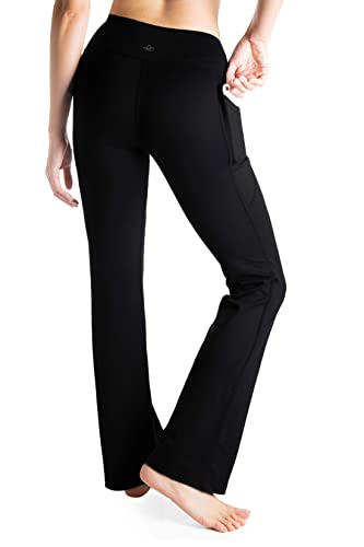 Yogipace,Side Pockets,Petite Women's Bootcut Yoga Pants Flare Lounge Workout Pants,27",Black,Size S - Image 2