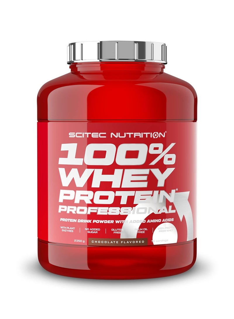 SCITEC NUTRITION مشروب مسحوق بروتين مصل اللبن 100% مع إضافة الأحماض الأمينية، بنكهة الشوكولاتة، 78 وجبة - Image 1