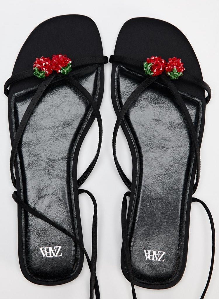 زارا صندل مسطح بأربطة مسطحة - Image 4