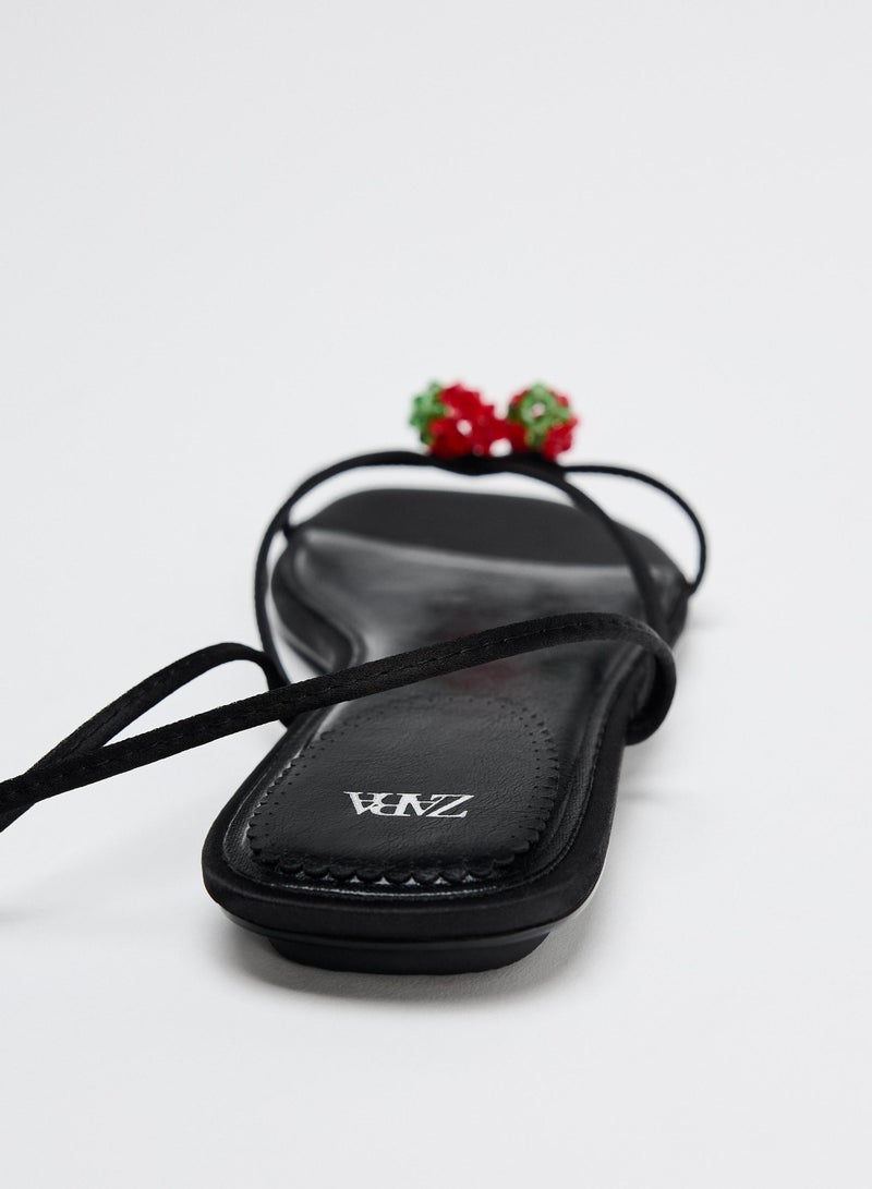 زارا صندل مسطح بأربطة مسطحة - Image 3