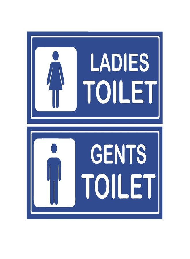 Decor Kafe "LADIES & GENTS TOILET" Message Board & Sign - Waterproof Sunboard 5MM Material with Vinyl Lamination Print Sticker - for Schools and Colleges - Double Tape for Easy Mounting - Image 1