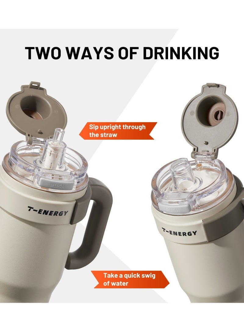TKK 1200ml 316 Stainless Steel Water Bottle with Ceramic Coating | Beige - Image 2