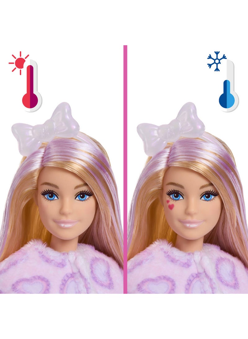 Barbie Cutie Reveal Doll & Accessories, Cuddly Series Kitten with 10 Surprises Including Color Change & Mini Pet - Image 3