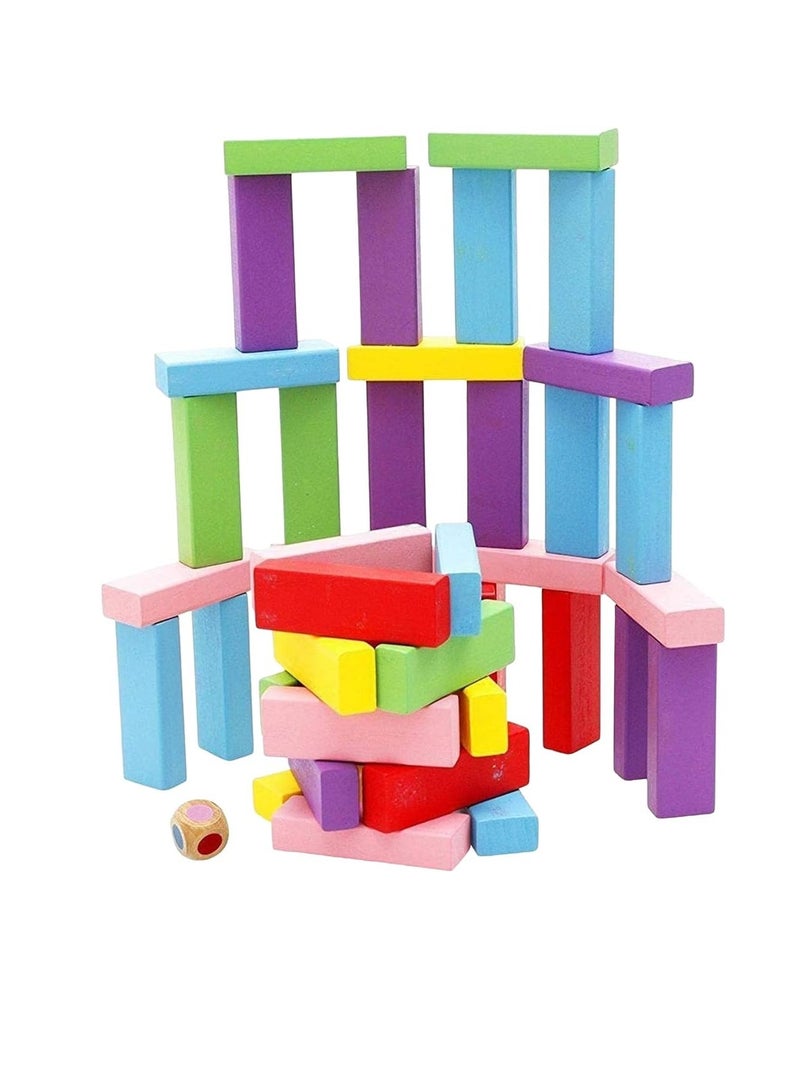 Loquat Wooden Blocks 54 Pcs Wooden Tumbling Tower Blocks Family Game and Children Educational Toy - Image 5