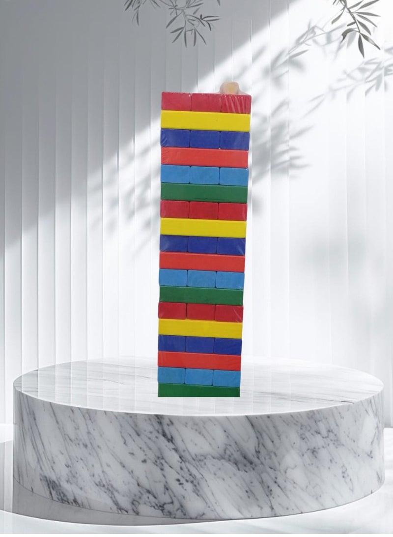 Loquat Wooden Blocks 54 Pcs Wooden Tumbling Tower Blocks Family Game and Children Educational Toy - Image 1